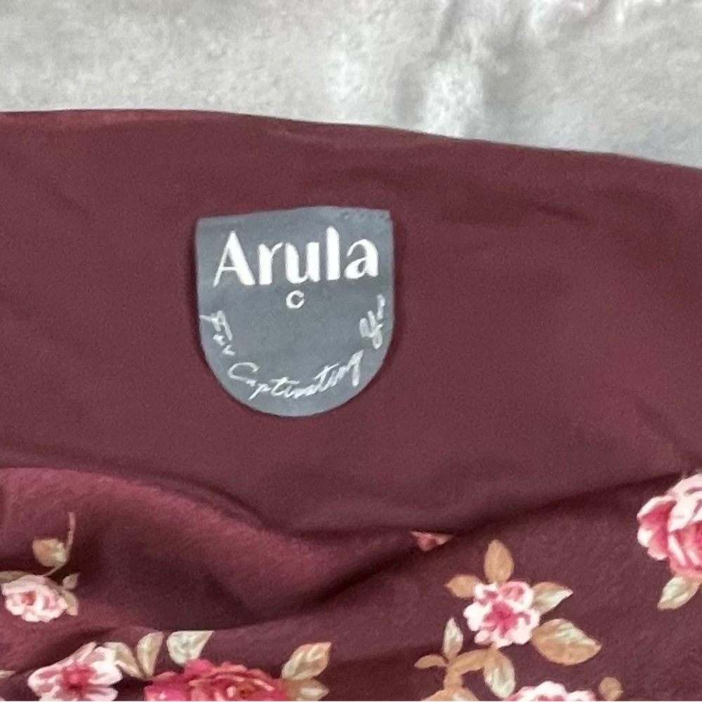 Arula Plus Size Maxi Dress – Rich Burgundy Floral Spaghetti Strap 🌺 - Picture 7 of 9